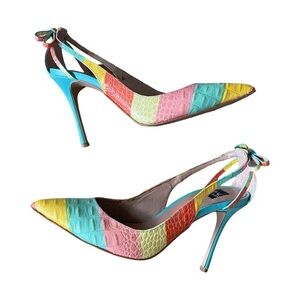 Zac Posen Veronique Rainbow Croco Leather Slingback Heels Size 8.5